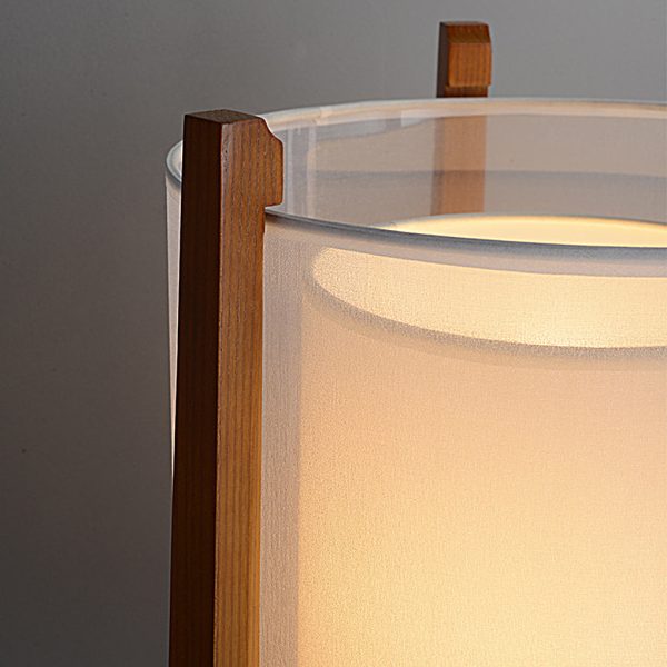 Rustic Japanese-style Wood Standing and Double Shaded LED Floor Lamp - Image 4