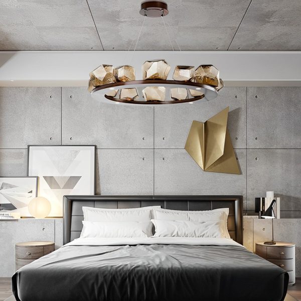Irregular Glass Shade Stone Creative Cognac Color Modern Chandelier - Image 2