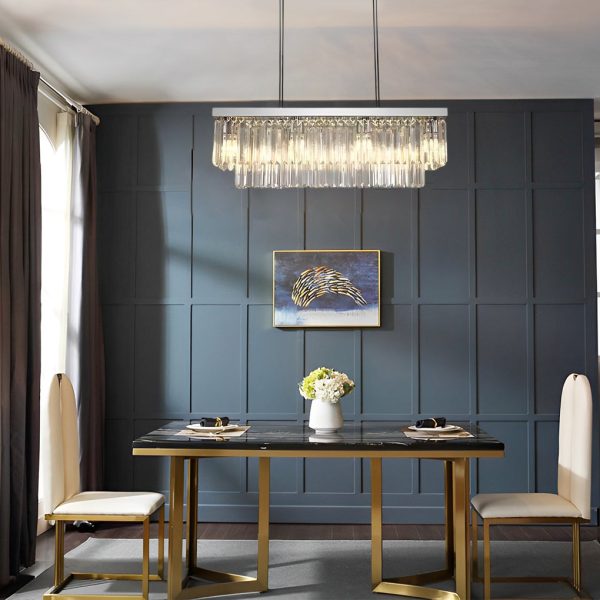 Rectangular Double-layer Crystal LED Industrial Chandeliers Pendant Light - Image 3