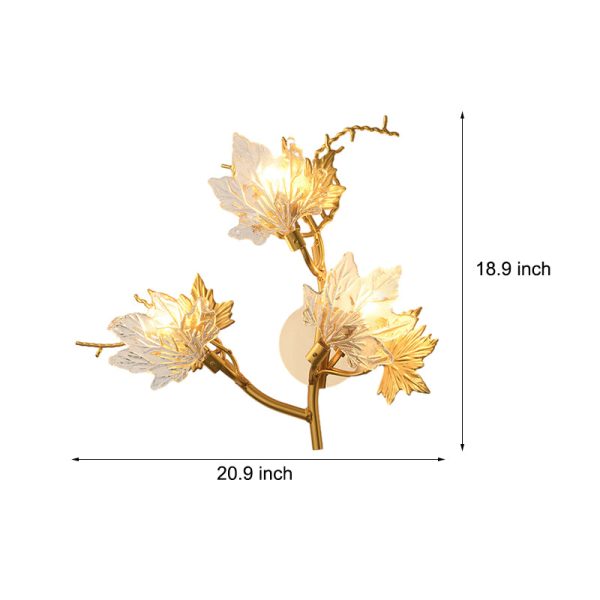 Maple Leaves Glass Three Step Dimming Artistic Luxury Postmodern Wall Lamp - Image 6