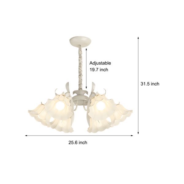 6 Heads Flowers Leaves Three Step Dimming French Style Chandelier Lamp - Image 5