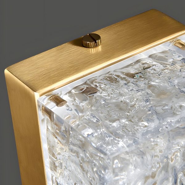 Modern Brass 1-Light LED Wall Sconces Rectangle Wall Light in Ice Resin - Image 5