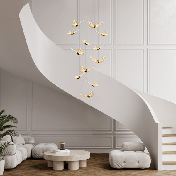 Small Butterflies Creative Three Step Dimming Modern Long Chandelier - Image 3