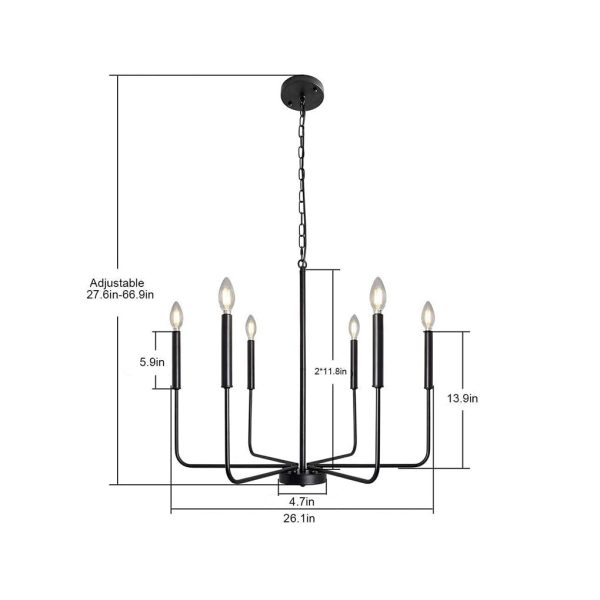 6 Lights Iron Candlestick Creative American Style Rustic Chandelier - Image 5