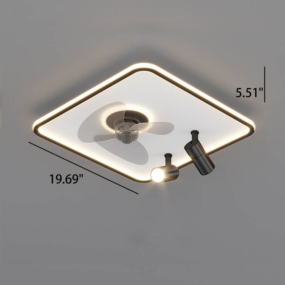 Minimalist Ultra-thin Square Spotlight  LED Flush Mount Ceiling Fan Light - Image 7