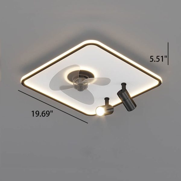 Minimalist Ultra-thin Square Spotlight  LED Flush Mount Ceiling Fan Light - Image 7