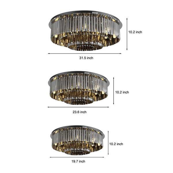 Multilayer Smoky Gray Crystal Strips Three Step Dimming Ceiling Lights - Image 6