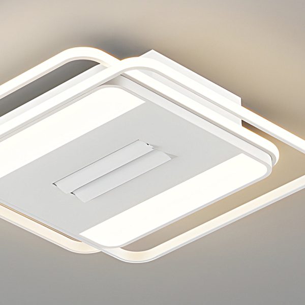 Square Round Stepless Dimming LED Mute White Modern Bladeless Ceiling Fans - Image 5