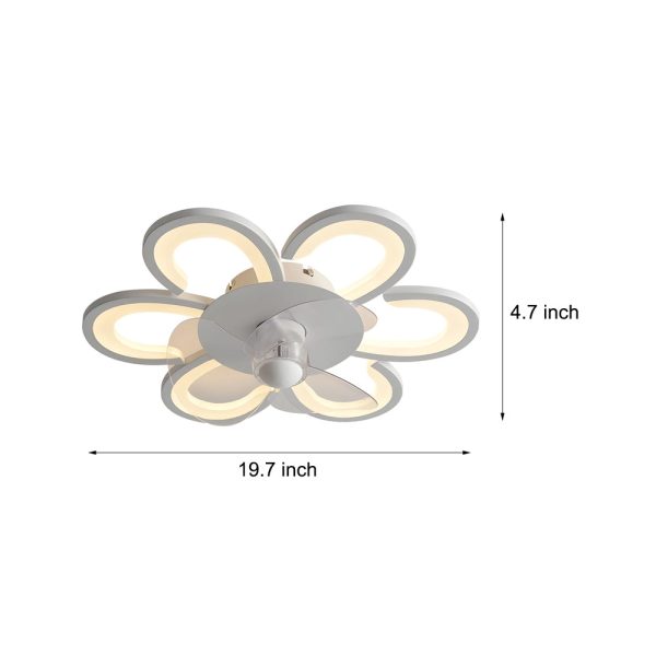 19.7 in. 6-Speed White Flush Mount Flower Ceiling Fan Light - Image 6