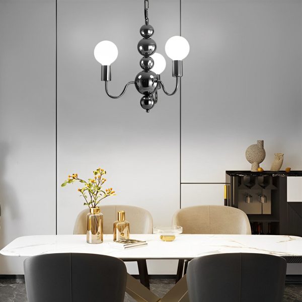 Iron Electroplating Glass Ball Shade Minimalist French Style Chandelier - Image 2