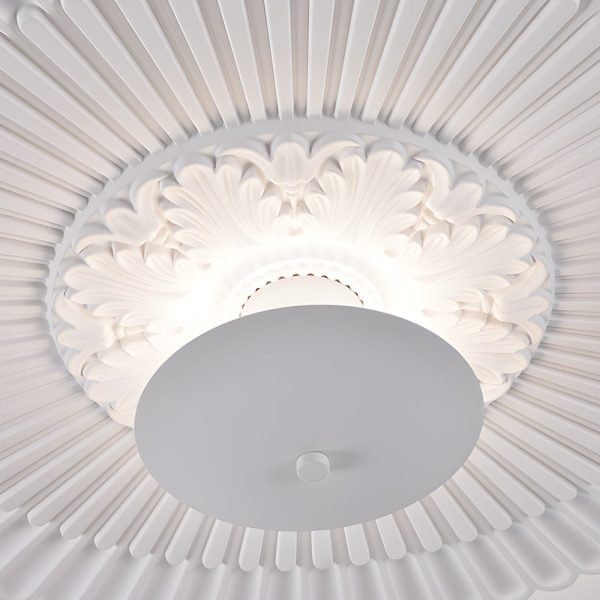 19.7-inch Round Gypsum Relief Dimmable LED Flush Mount Ceiling Light - Image 5