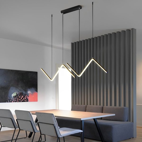 Wavy Linear 3 Step Dimming LED Nordic Chandelier Pendant Light Hanging Lamp - Image 3