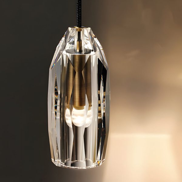 1-Light Clear Single Geometric Pendant with Crystal Accents - Image 6