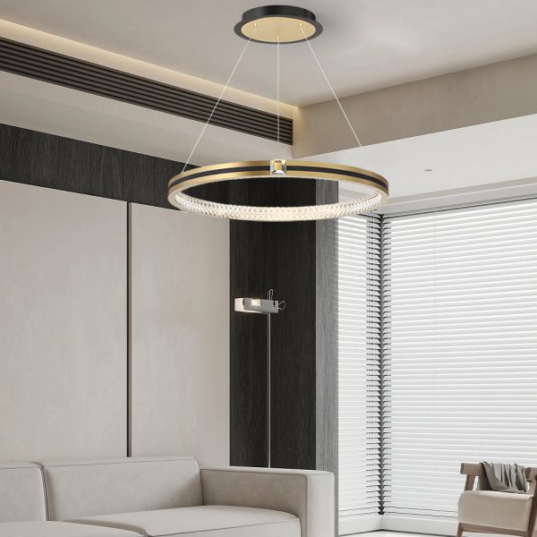 Simple Circles Rings Three Step Dimming Brushed Gold Modern Chandelier - Image 2