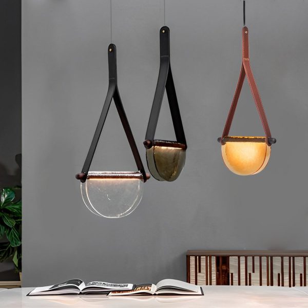 Creative Folded Semicircular Glass LED Post-Modern Belt Chandelier - Image 4