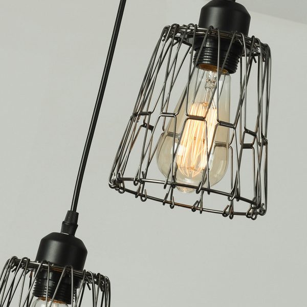 3 Lights Changeable Shape Iron Cage Retro Industrial Style Chandelier - Image 7