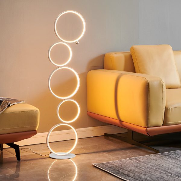 Modern Artistic 5 LED Circles Stack Floor Standing Lamp - Image 2