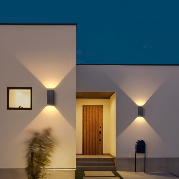 Rectangular Waterproof Up and Down Lights LED Solar Modern Wall Sconce Lighting - Image 3