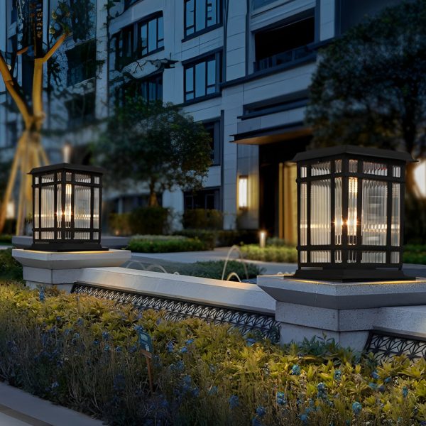 Retro Glass LED Waterproof Matte Black Modern Solar Fence Post Lights - Image 4