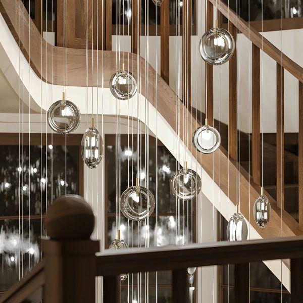 Simple Round Glass Creative Postmodern Pendant Light Hanging Ceiling Lamp - Image 4