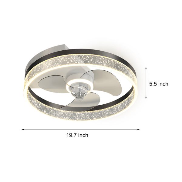 Circular Acrylic Bubbles LED Three Step Dimming Modern Ceiling Fan Lamp - Image 5