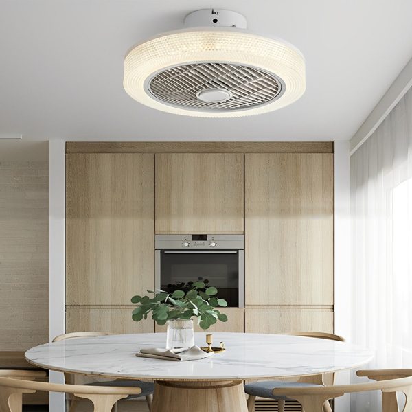 Round Dimmable LED Warm Air Mute Modern Bladeless Ceiling Fans Lights - Image 2