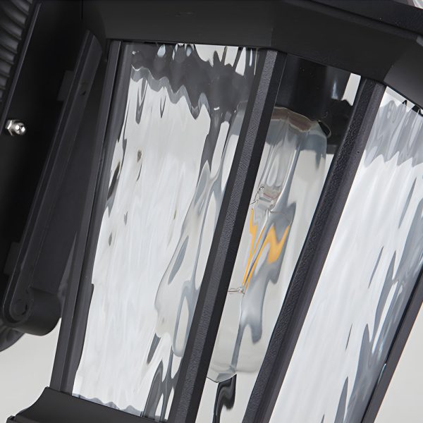 1-Light Black Clear Water Glass Outdoor Wall Light Lantern Wall Sconce Porch Wall Mounted Lights Exterior Wall Lamp - Image 8