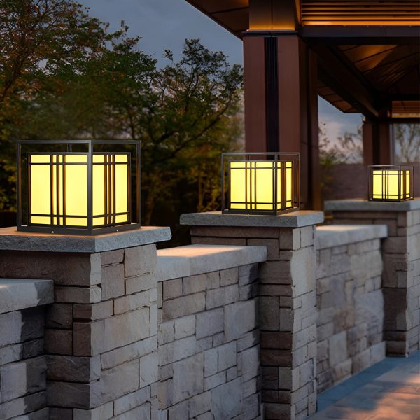 Retro Square Waterproof LED Black Modern Outdoor Post Caps Lights - Image 3