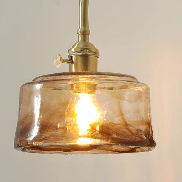 1 Head Vintage Brass Wall Light Glass Shade High Arm Wall Lamp - Image 4