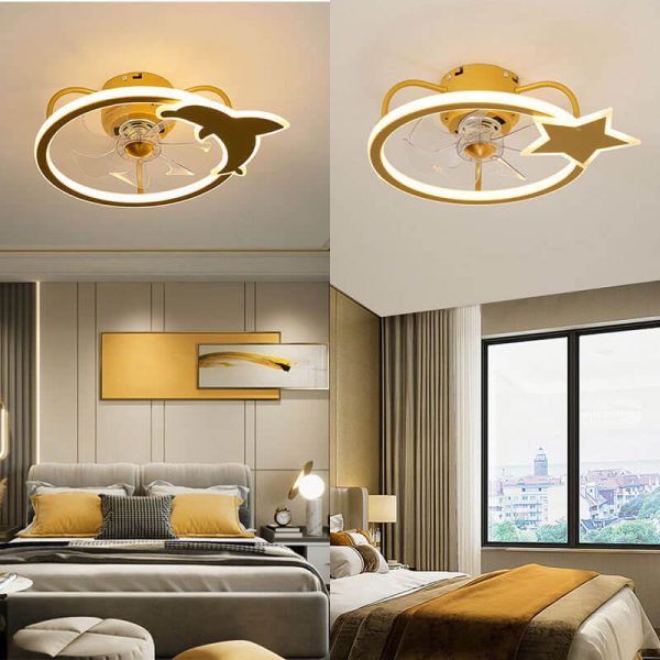 Childlike Star/Dolphin Design Quiet LED Flush Mount Fan Light - Image 18