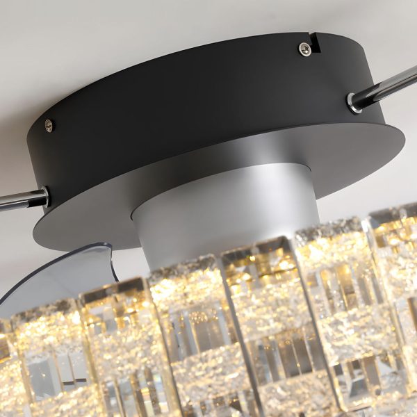 23.6-in Crystal LED Lighting Semi-Enclosed Low Profile Ceiling Fan - Image 6
