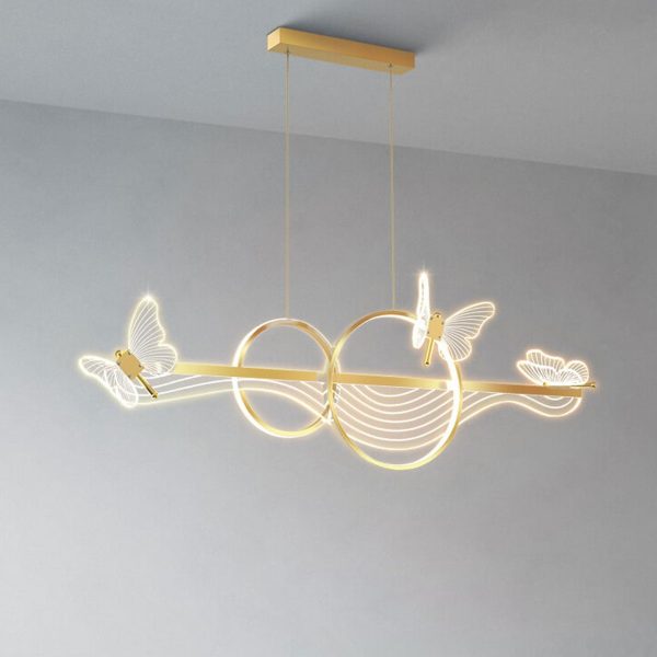 Nordic Light Luxury Butterfly Round Linear Island Light LED Chandelier - Image 5