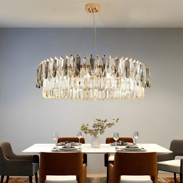 Double Layer Round Electroplated Metal Crystal Gold Modern Chandelier - Image 5
