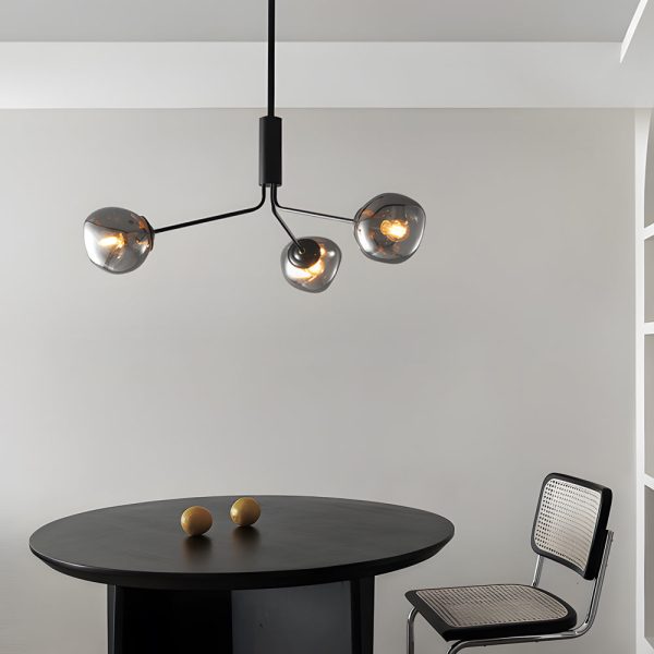 3/5/8-Light Molecule Dimpled Lava Glass Chandelier with Black Metallic Arms - Image 3