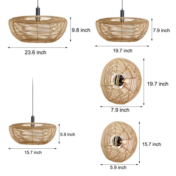 Round Woven Minimalist Wabi-Sabi Modern Hanging Ceiling Lights Wall Lamp - Image 5