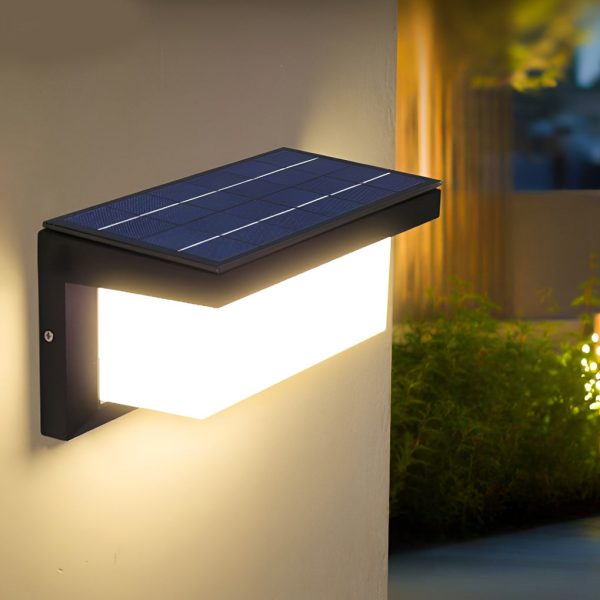 Rectangle Waterproof Light Control Induction Black Modern Solar Sconces - Image 4