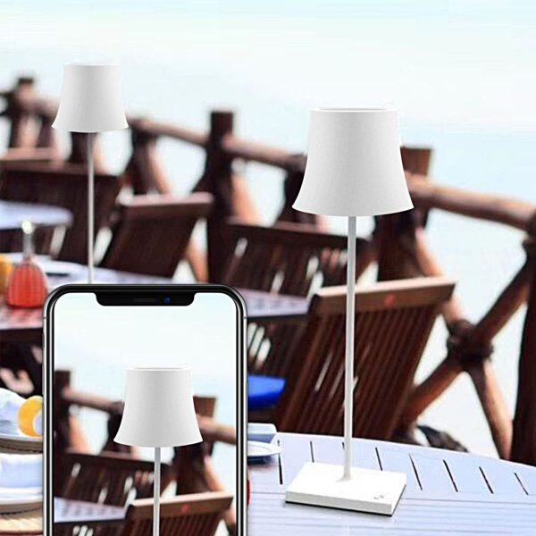 15 Inch Cordless Modern Cool Hue Metal Table Lamp Black/White - Image 6