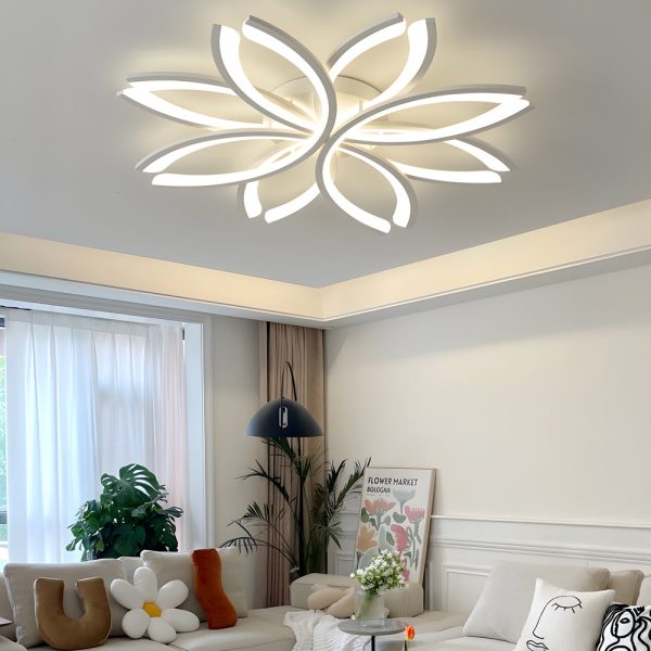 LED Flush Mount Flower-Shaped Acrylic Ceiling Light White/Gray Ceiling Lighting Fixture for Living Room - Image 3