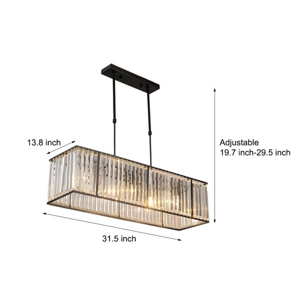 4-Light Dimmable Kitchen Island Crystal Rectangle Chandelier - Image 6