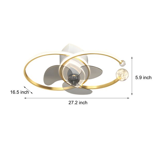 2 Rings Simple Luxury 3 Step Dimming Modern Bedroom Ceiling Fan and Light - Image 5