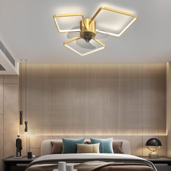 Square Round Rings Three Step Dimming LED Silent Modern Ceiling Fans Lamp - Image 4