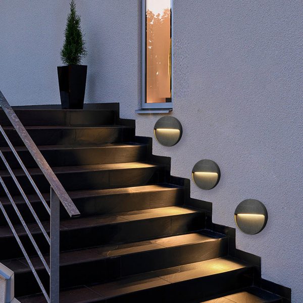 Round Creative Waterproof Stair Lights Outdoor Wall Lights Step Lights Stairway Sconces - Image 5