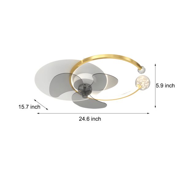 Mute Creative Round Ring 3 Step Dimming Modern Flush Mount Ceiling Fan Lamp - Image 5