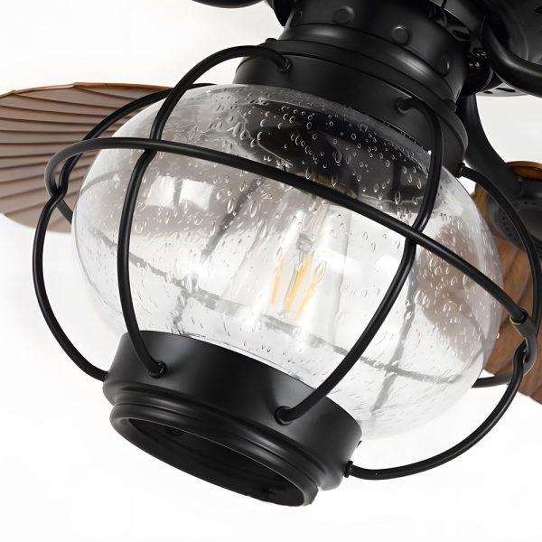 42/52-Inch LED Tropical 5 Brown Blades Reversible Ceiling Fan Light with Remote Control - Image 5