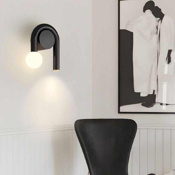 2-Light Arched Iron U-shaped Line Wall Sconce LED Matte Black Bathroom Vanity Lights - Image 4