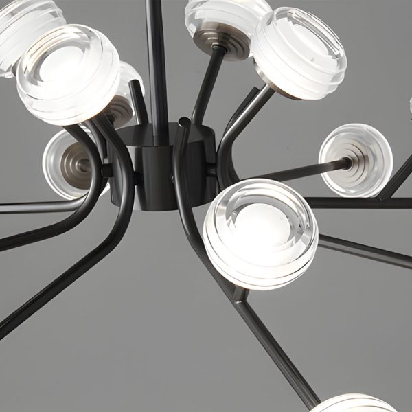 9/16-Light Black LED Sputnik Chandelier - Image 5