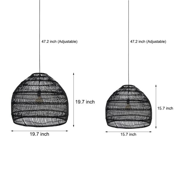 15.7-/19.7-Inch W Rattan Woven Dome Pendant Light - Image 5