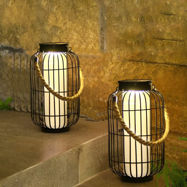 Classic Iron Lantern Waterproof Intelligent Portable Solar Lawn Lamp - Image 7
