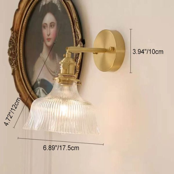 Nordic Modern Minimalist Flower Copper Glass 1-Light Wall Sconce Lamp - Image 3