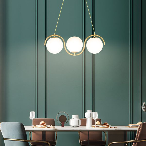 3/5-Light Wavy Linear Island Light with Ball Glass Shade for Dining Room - Image 4